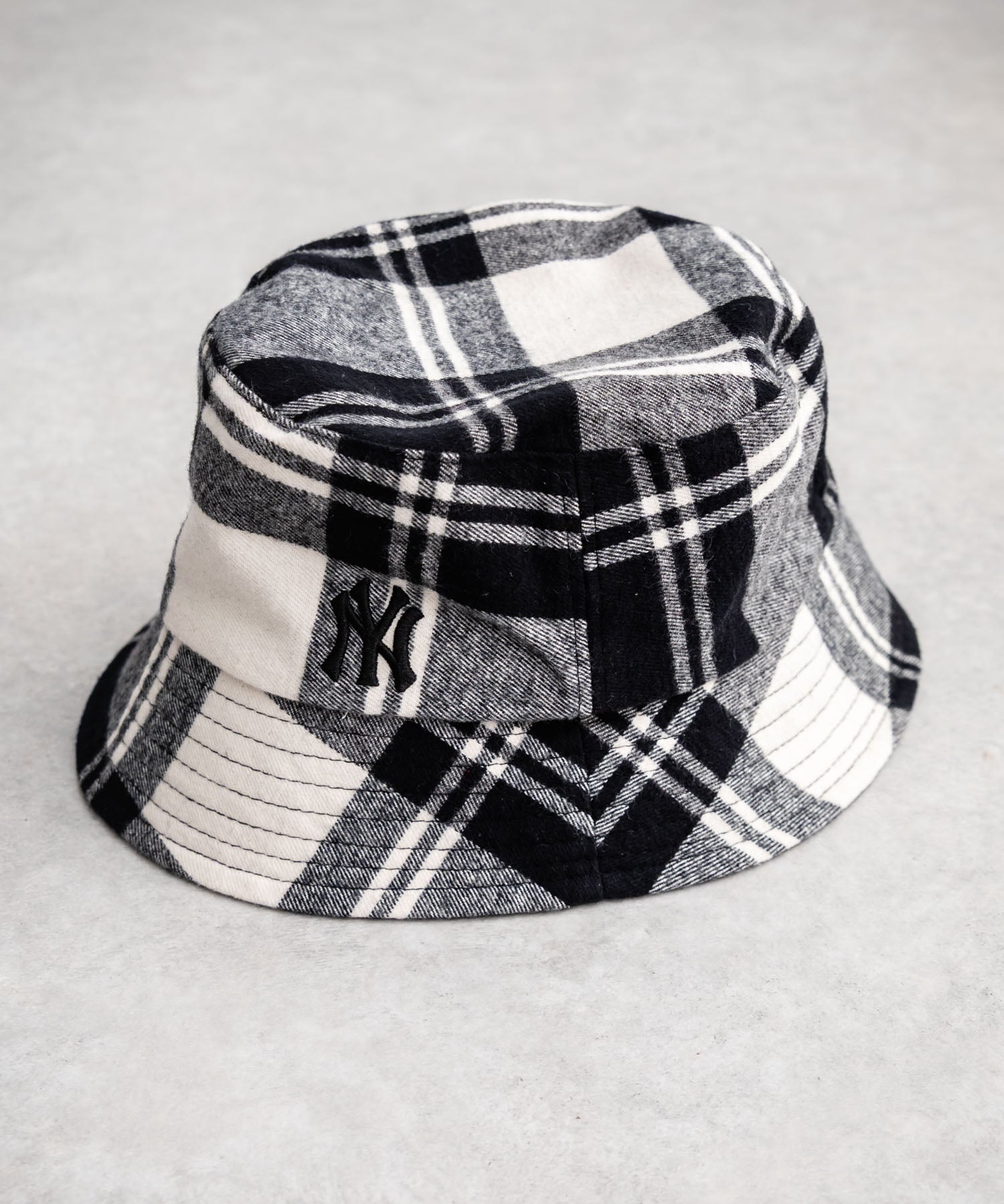 MLB Korea エムエルビーコリア Reversible Bucket Hat ワンポイントロゴ刺繍/チェック柄 リバーシブルバケットハット 14605