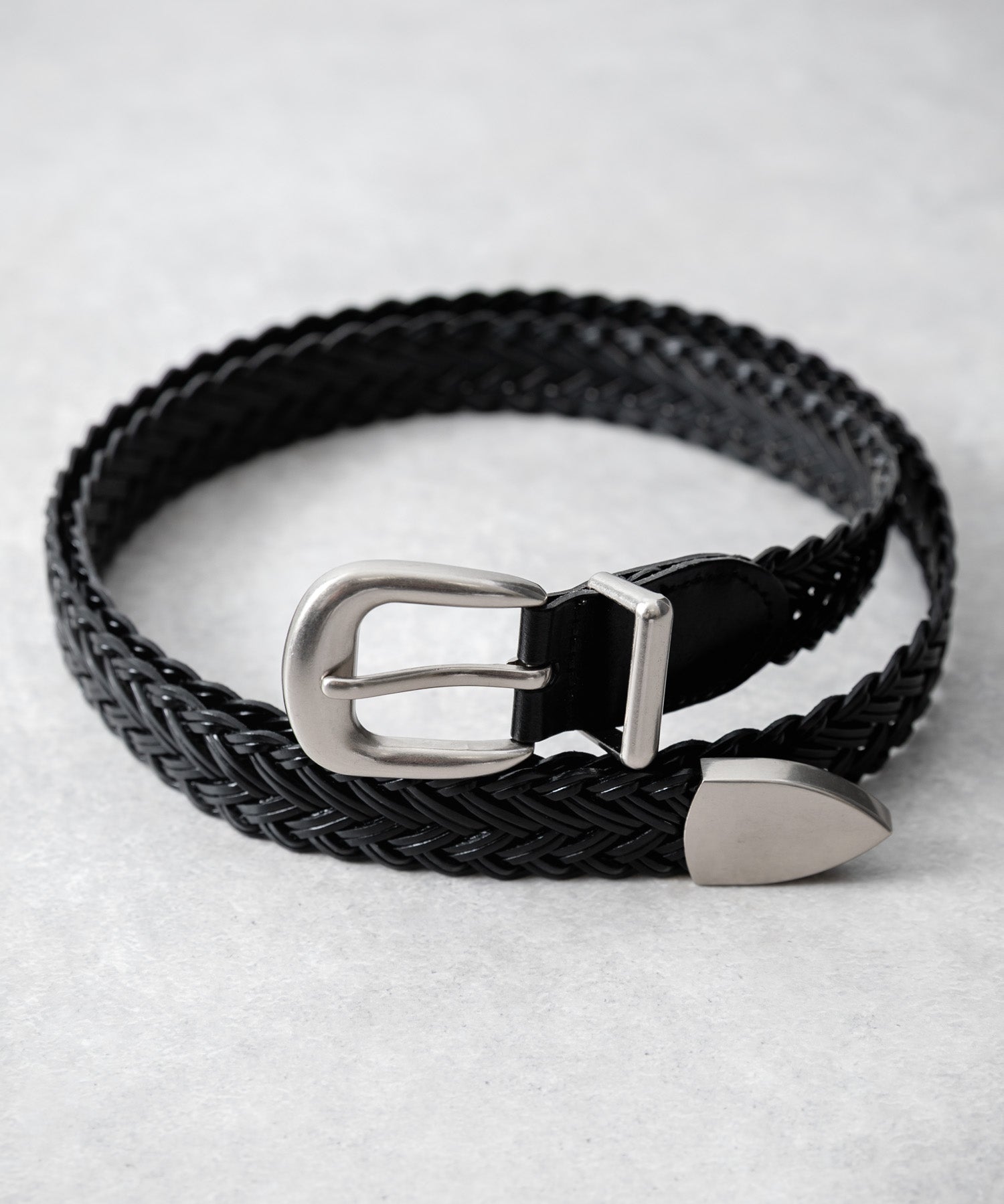 リアルレザー 本革 ラウンドバックルメッシュベルト 15731