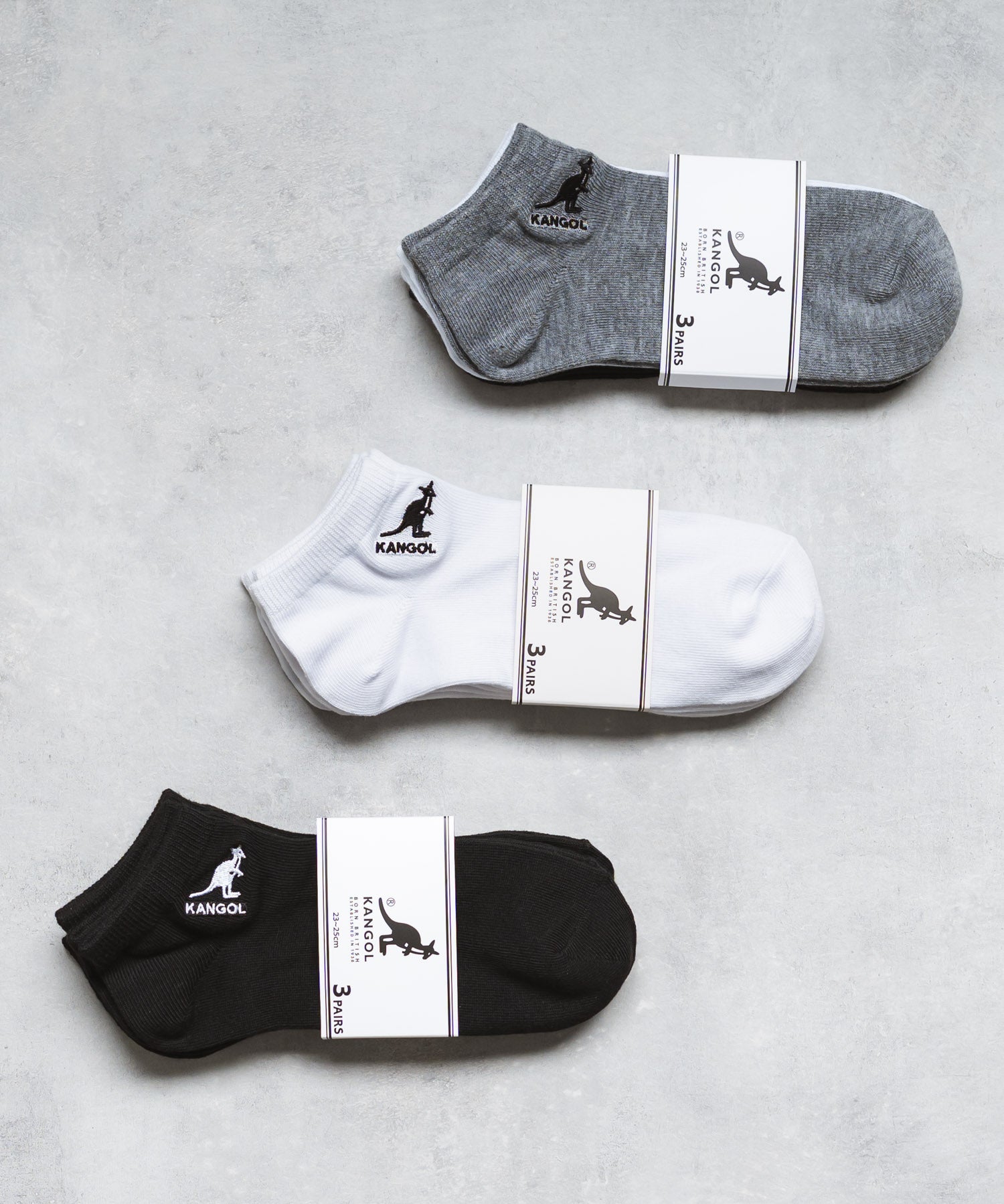 KANGOL カンゴール W's 3Pワンポイント刺繍アンクルソックス/くるぶし丈靴下 15686