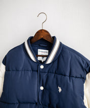 U.S. POLO ASSN. ユーエスポロアッスン PADDED VARSITY JACKET オーバーサイズワンポイントロゴ刺繍中綿スタジャン / 配色切替パデッドジャケット 14894