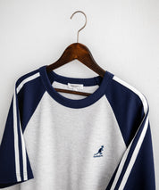 KANGOL カンゴール 別注コラボ オーバーサイズ袖ラインワッフルワンポイントロゴ刺繍ラグラン半袖Tシャツ