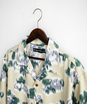 Upscape Audience アップスケープ オーディエンス 日本製 国産 オーバーサイズ 丹後ライトアムンゼン 梨地 カスリライクプリント半袖開襟シャツ AUD6607 14693