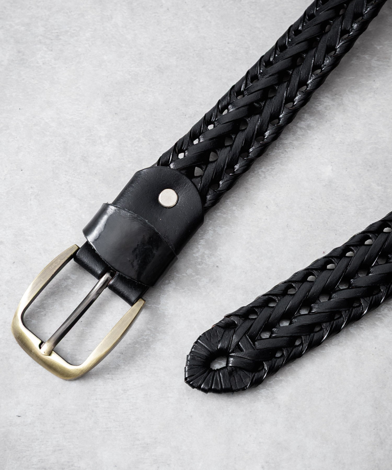 リアルレザー 本革 ラウンドスクエアバックルメッシュベルト 15729