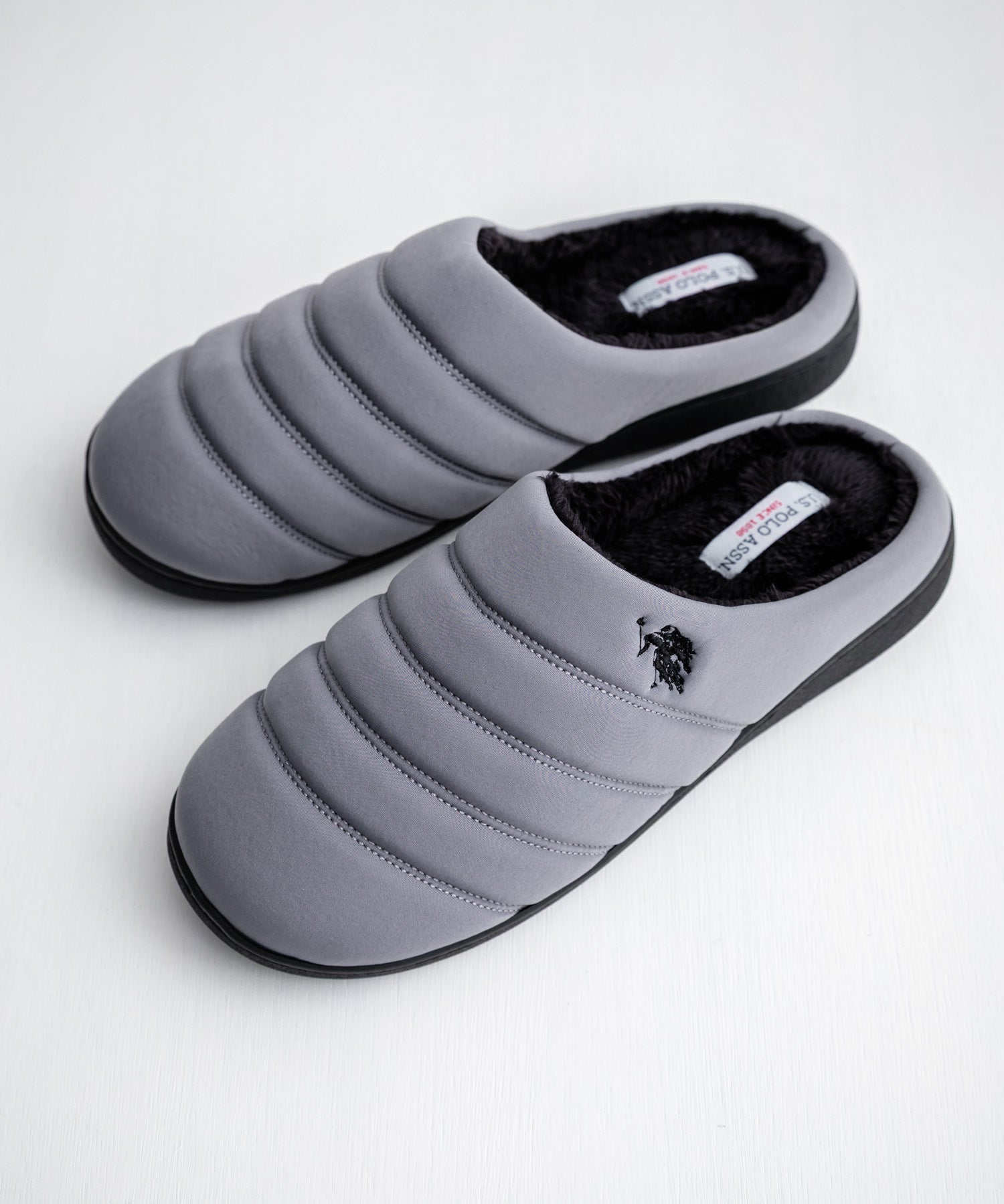U.S. POLO ASSN. ユーエスポロアッスン 別注コラボ ワンポイントロゴ 無地/レオパード柄 ライニングボアモックシューズ 16102
