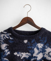 新色追加 フェザーヤーン オーバーサイズフラワー柄クルーネックニット 14031