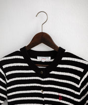 U.S. POLO ASSN. ユーエスポロアッスン W's ワンポイントロゴ刺繍ケーブル半袖カーディガン 無地/ボーダー 15899