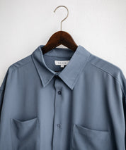 接触冷感 オーバーサイズとろみショート丈半袖シャツ/短丈ハーフスリーブシャツ 15366