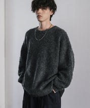 オーバーサイズウール混ミックス糸プルオーバーニットセーター 14548