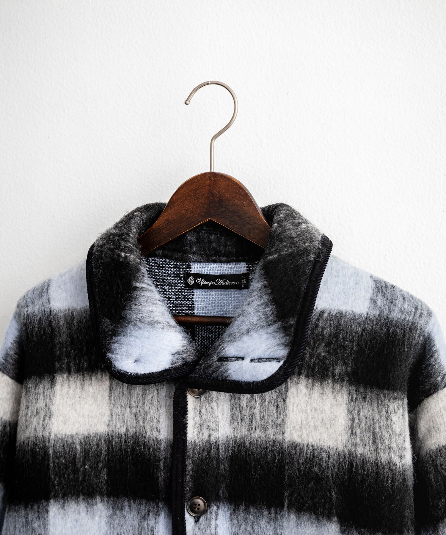 Upscape Audience アップスケープオーディエンス 日本製 国産 ECOLANAシャギーチェックスタンドオーバージャケット AUD7340 14898