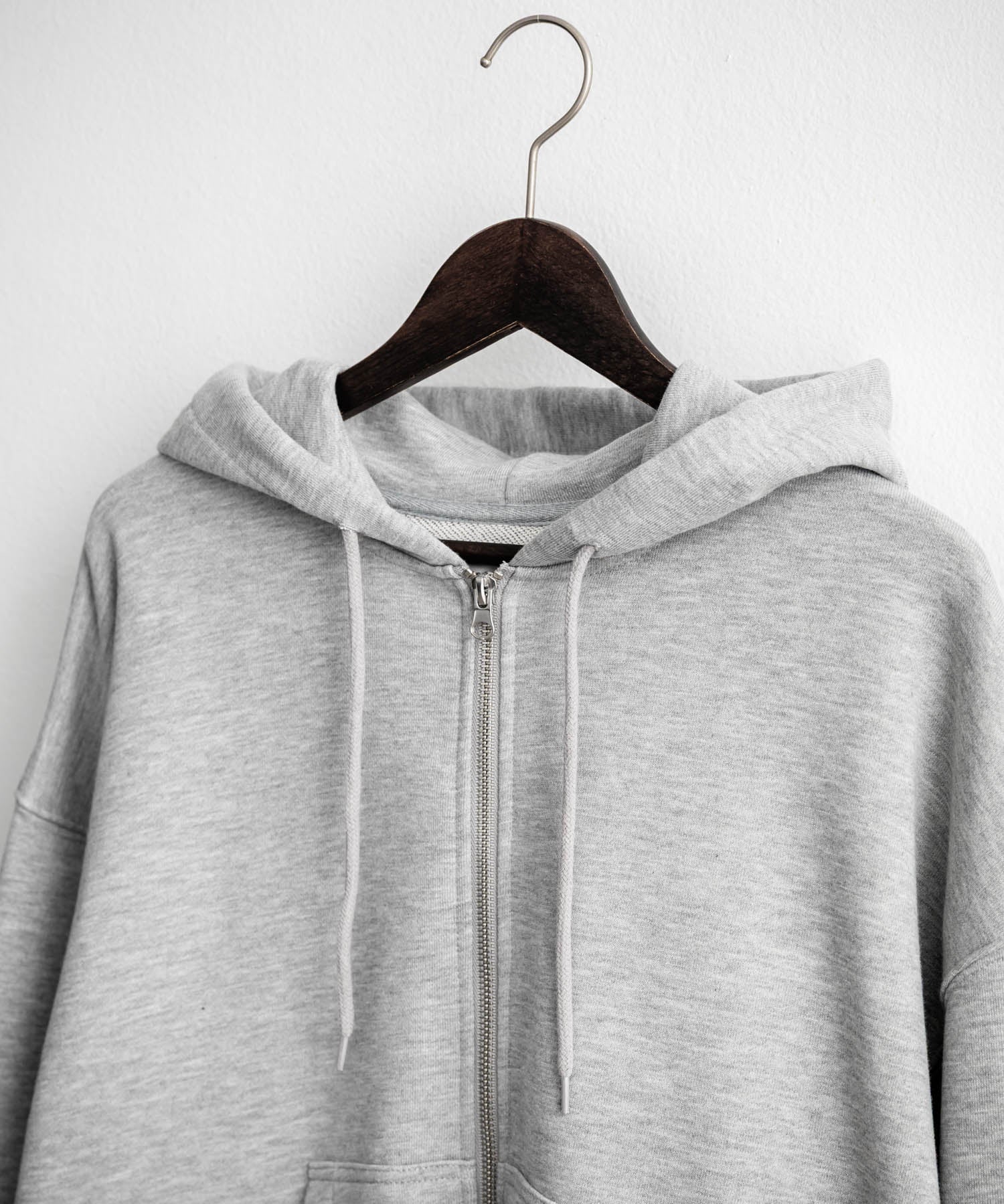 オーバーサイズ 裏毛ショート丈長袖ダブルジップパーカー 15435　【セットアップ可能】