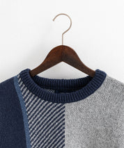 新色追加 オーバーサイズ クロスチェック柄クルーニット　14052