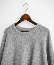 オーバーサイズ5Gウール混天竺ショート丈クルーネックニットセーター 15192