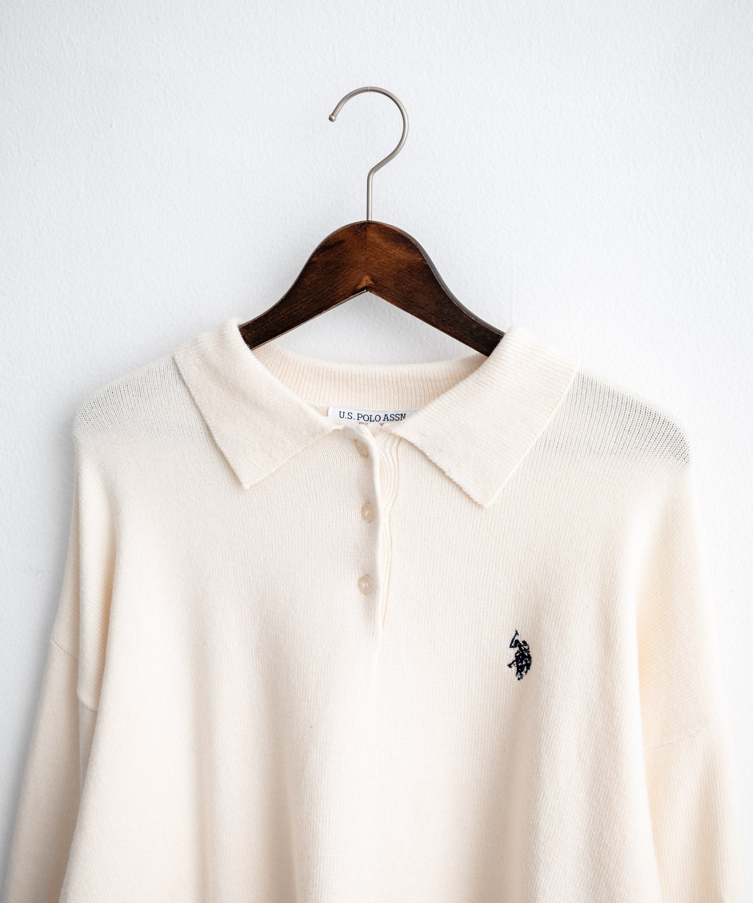 U.S.POLO ASSN. ユーエスポロアッスン ワンポイントロゴ刺繍無地ボーダー長袖JQポロニット 16492