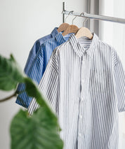 新色追加 オーバーサイズ 無地/チェック柄/ストライプ柄レギュラーカラー半袖シャツ 13977