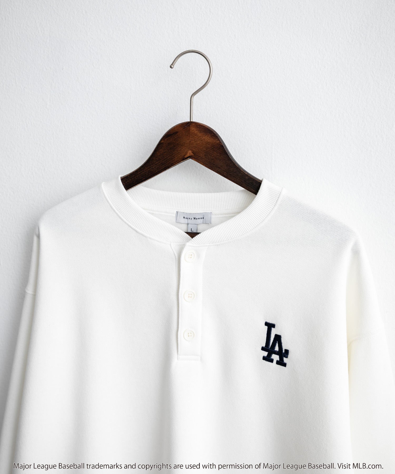 MLB メジャーリーグベースボール NYY LAD SD 別注 オーバーサイズ裏起毛ヘンリーネックスウェット/ワンポイントロゴ刺繍ハーフボタントレーナー 16320