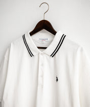 U.S. POLO ASSN. ユーエスポロアッスン 別注コラボ 無地/ラインリブ ワンポイントロゴ刺繍天竺半袖ポロシャツ