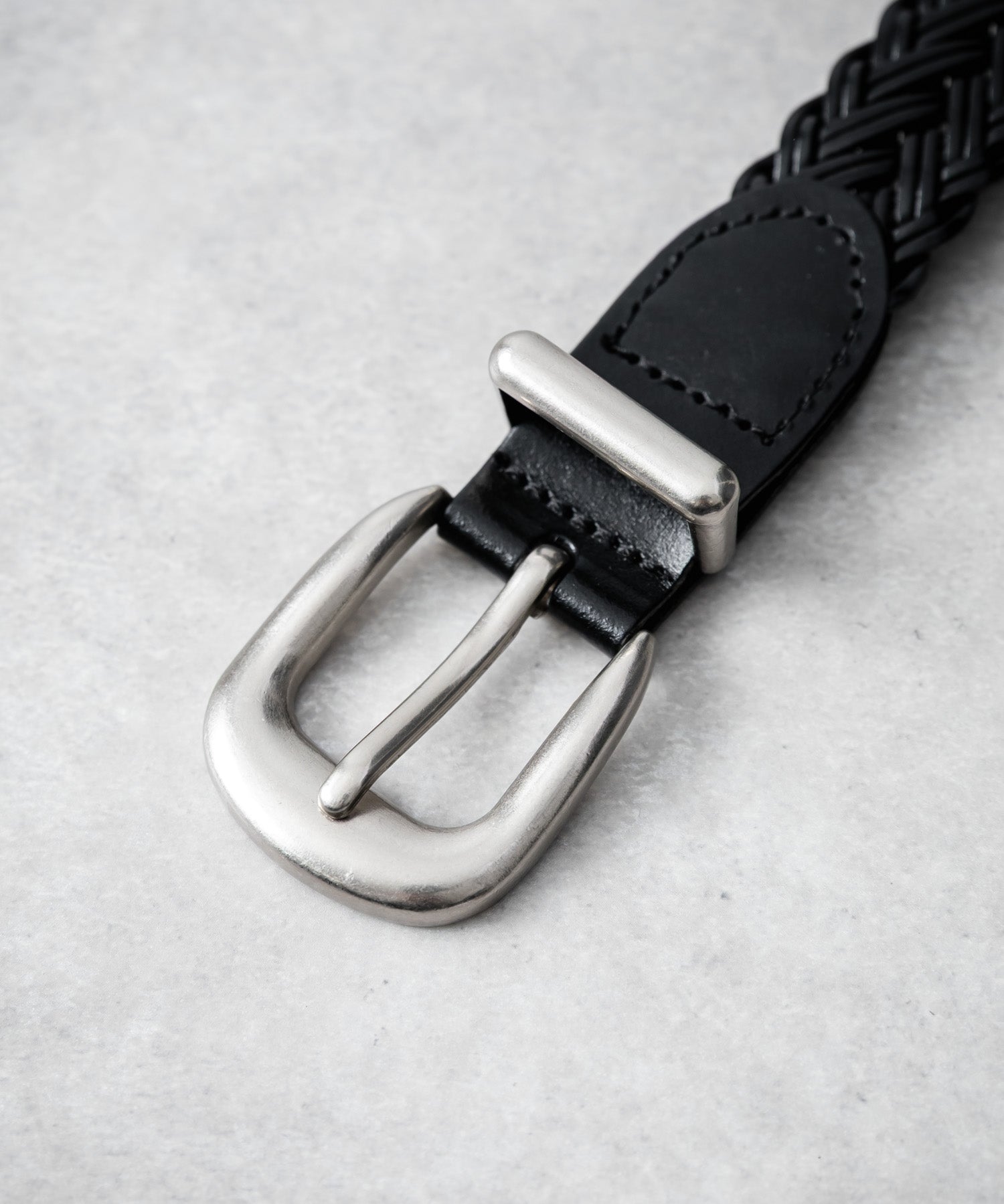 リアルレザー 本革 ラウンドバックルメッシュベルト 15731