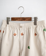 HOUSTON TWILL ALLOVER EMB EASY SHORTS コットンツイル総柄刺繍イージーワイドショートパンツ 16179