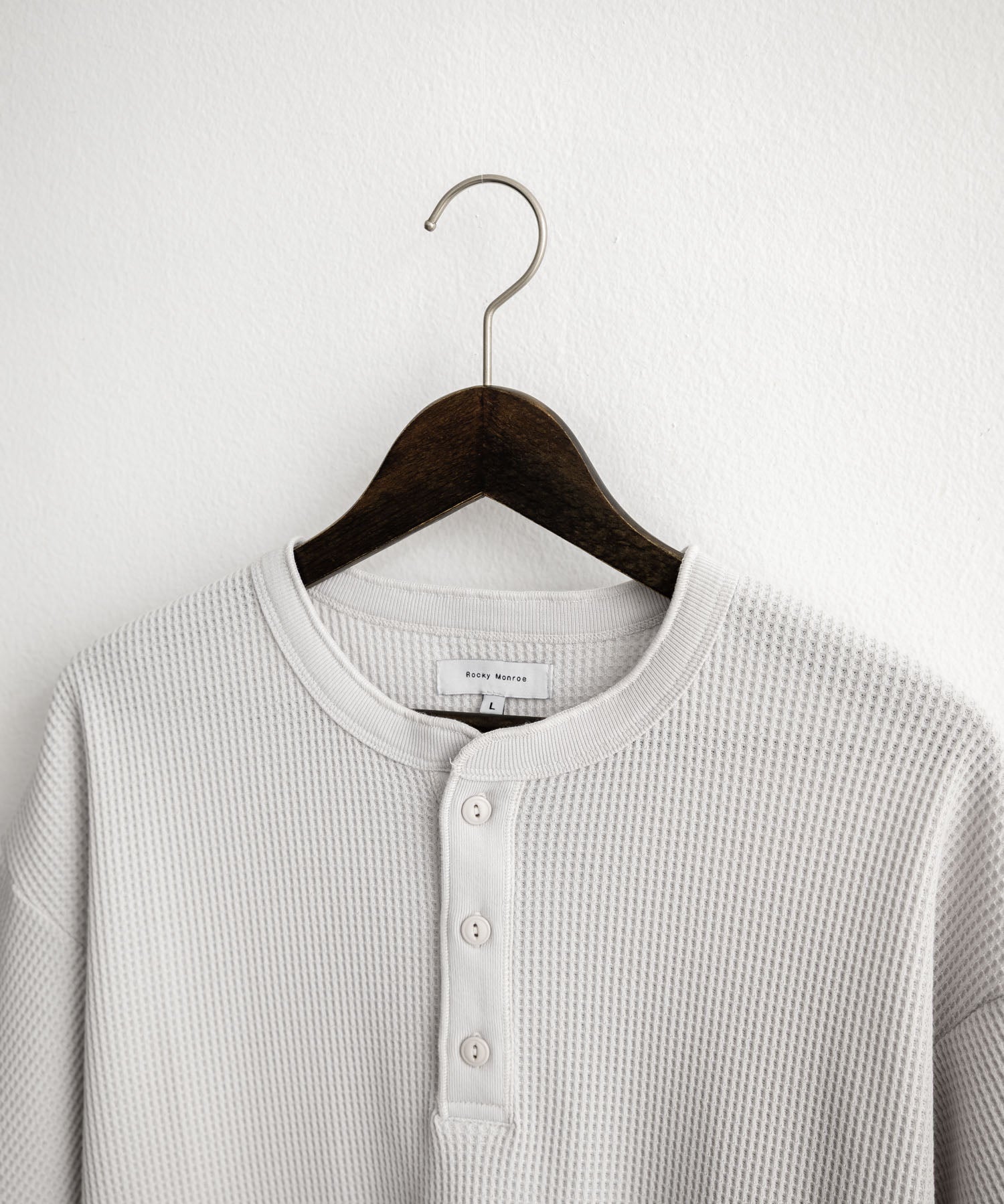 オーバーサイズ T/Cワッフルヘンリーネック半袖Tシャツ 15578