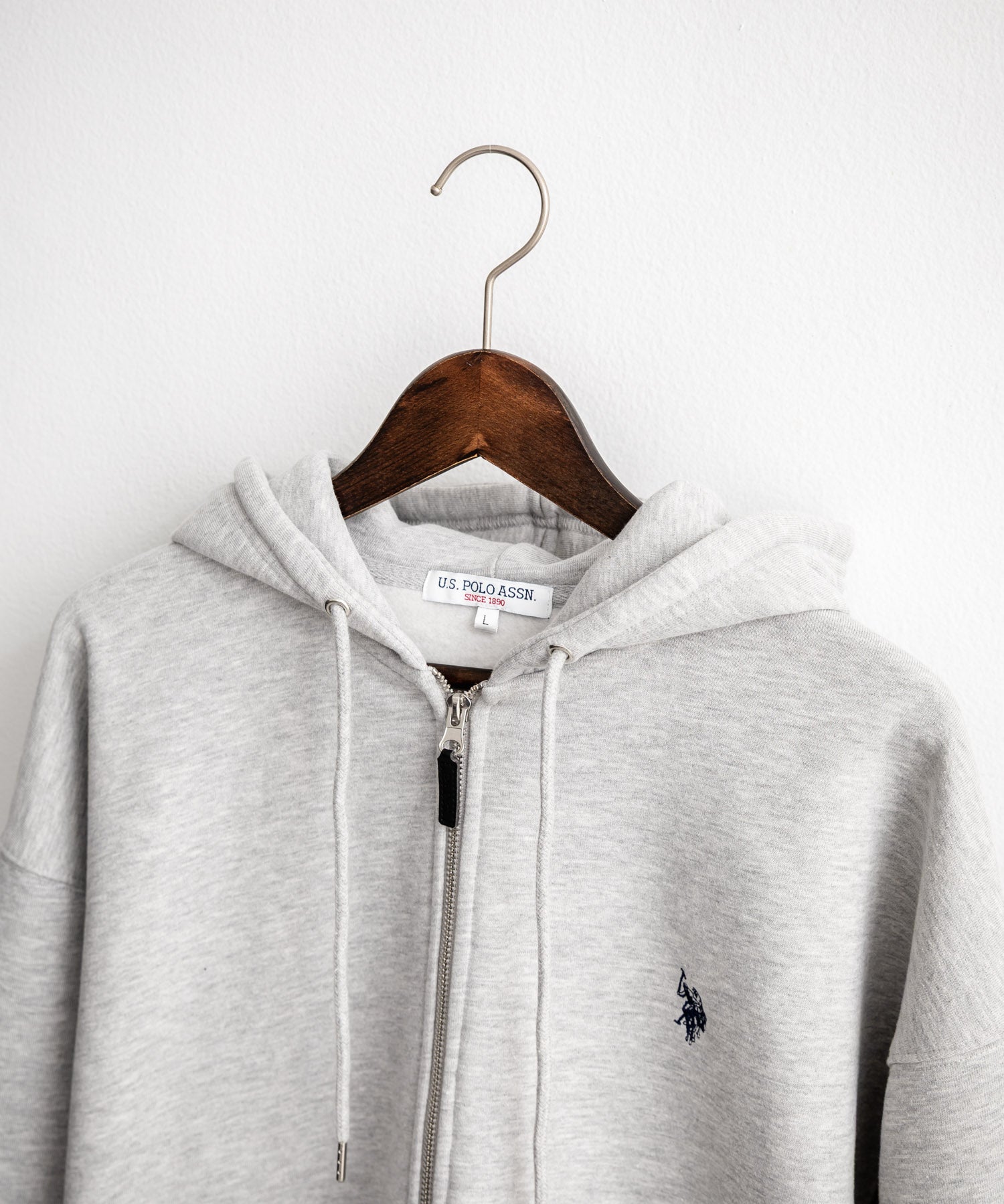 U.S. POLO ASSN. ユーエスポロアッスン オーバーサイズ裏起毛ワンポイントロゴ刺繍フルジップ長袖パーカー 14767