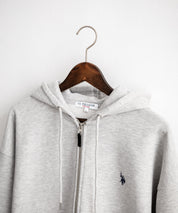 U.S. POLO ASSN. ユーエスポロアッスン オーバーサイズ裏起毛ワンポイントロゴ刺繍フルジップ長袖パーカー 14767