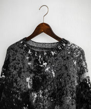 オーバーサイズ5Gジャガード編みアブストラクト柄クルーネックニットセーター 15193