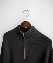 U.S. POLO ASSN. ユーエスポロアッスン 別注コラボ オーバーサイズワンポイントロゴ刺繍畦編みハーフジップ長袖ニットセーター 14769