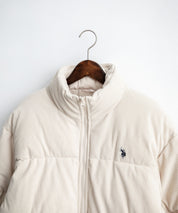 U.S. POLO ASSN. ユーエスポロアッスン オーバーサイズコーデュロイパファージャケット/ショート丈スタンドネックブルゾン/ロゴ刺繍中綿ジャケット 16593