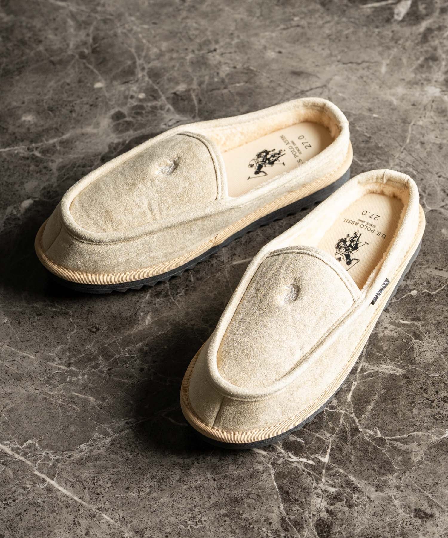 U.S.POLO ASSN. ユーエスポロアッスン ボアライニングスライド スリッポン/ワンポイントロゴモカシンシューズ 14933