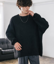 オーバーサイズウール混ミックス糸プルオーバーニットセーター 14548