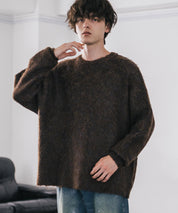 オーバーサイズウール混ミックス糸プルオーバーニットセーター 14548