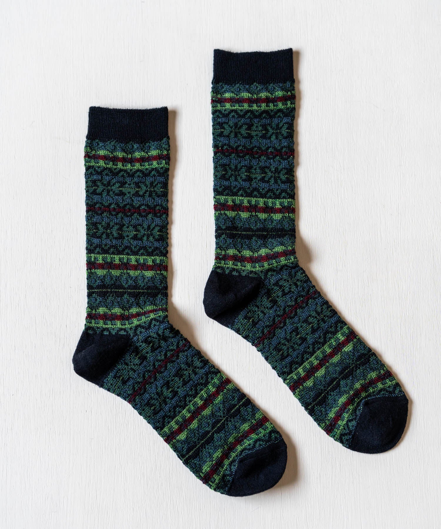 ANONYMOUSISM アノニマスイズム 日本製 国産 Reverse FailrIsle JQ Crew リバースフェアアイルクルー丈ジャカードスニーカーソックス 15398