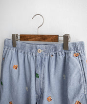 HOUSTON CHAMBRAY ALLOVER EMB EASY SHORTS シャンブレー総柄刺繍イージーショートパンツ 16180