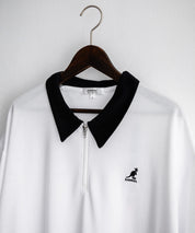 新色追加 KANGOL カンゴール 別注コラボ 接触冷感鹿の子ハーフジップ半袖ロゴ刺繍ポロシャツ 15474