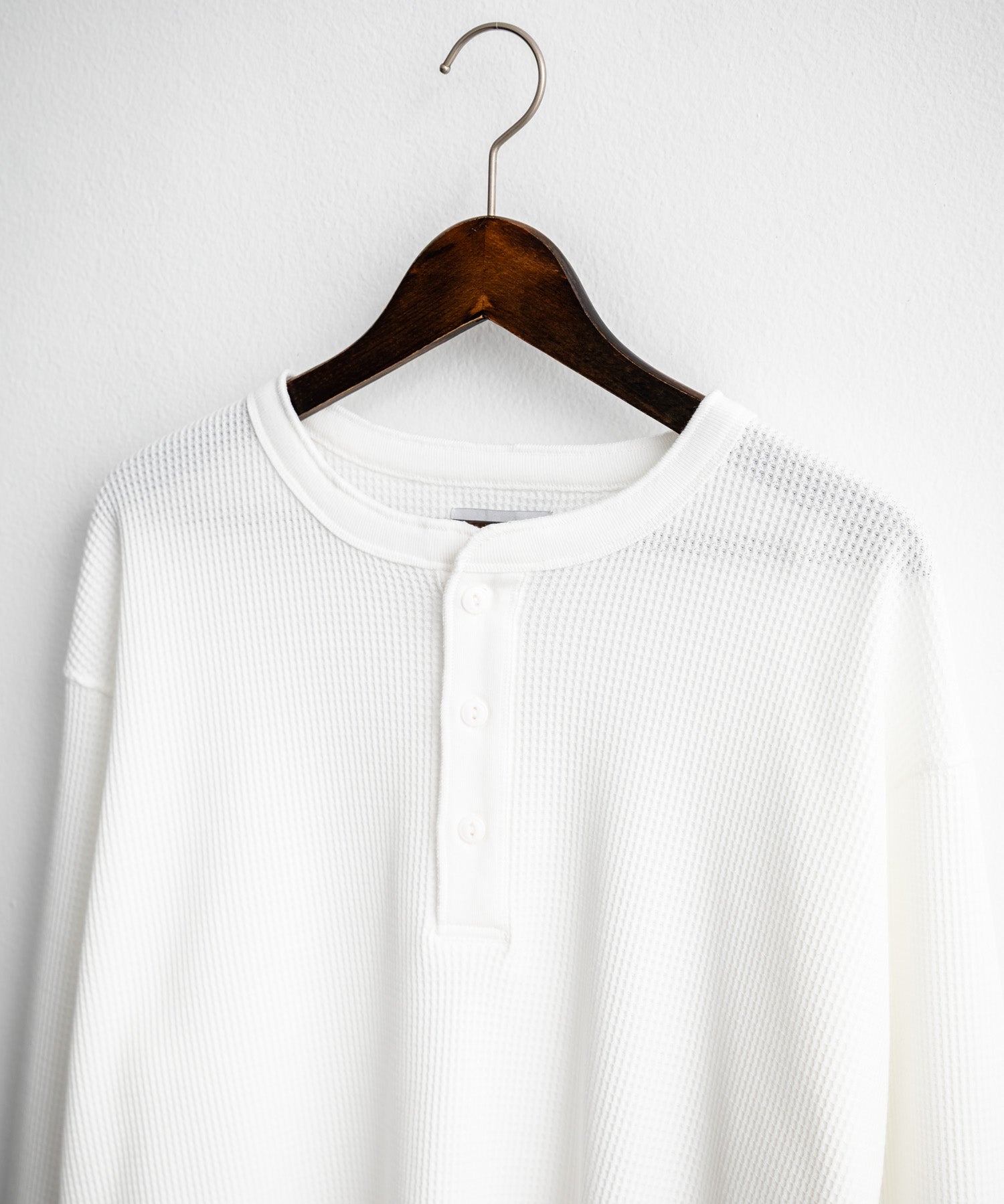 オーバーサイズ T/Cワッフルヘンリーネック長袖Tシャツ 14620