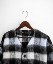 Upscape Audience アップスケープオーディエンス 日本製 国産 ECOLANA オーバーサイズシャギーチェックノーカラージャケット AUD7339 14897