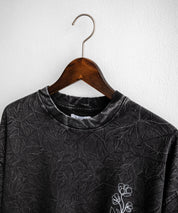 オーバーサイズ ケミカルウォッシュワンポイントフラワープリント半袖Tシャツ