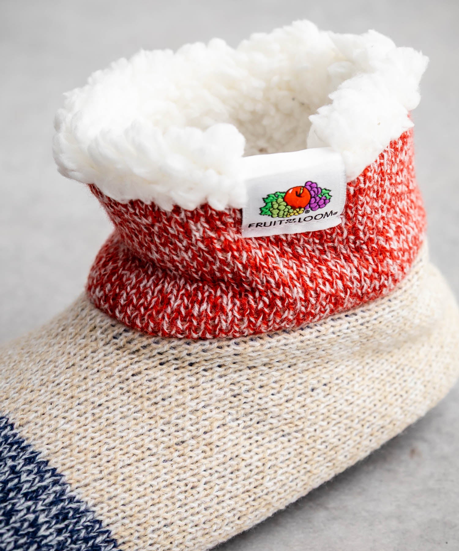 FRUIT OF THE LOOM フルーツオブザルーム カラーブロックスリッパ/クォーター丈裏ボアニット室内用スリッパ 15462