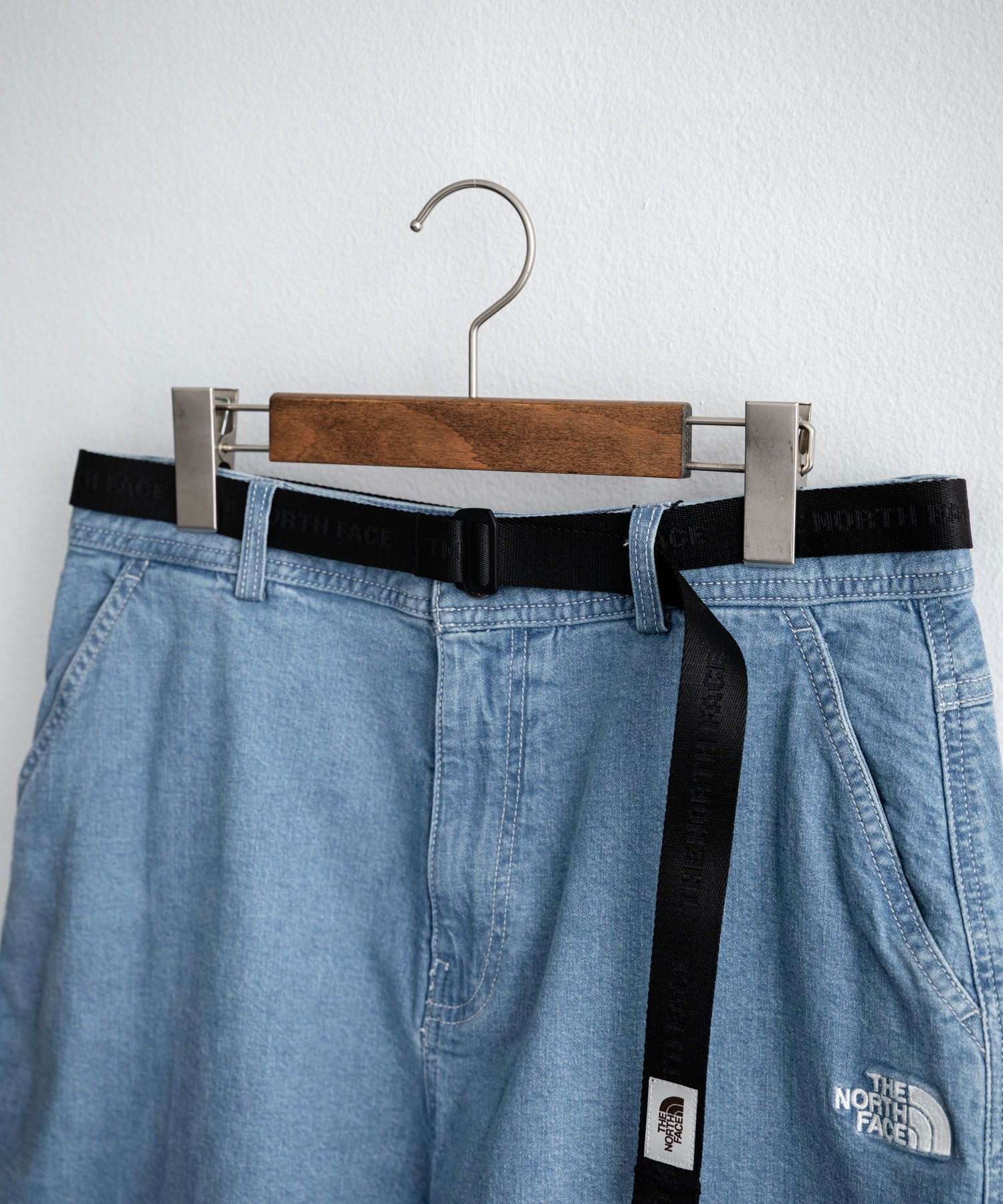 THE NORTH FACE WHITE LABEL BRIS DENIM SHORTS ロゴ刺繍ワイドデニムイージーショートパンツ 16164