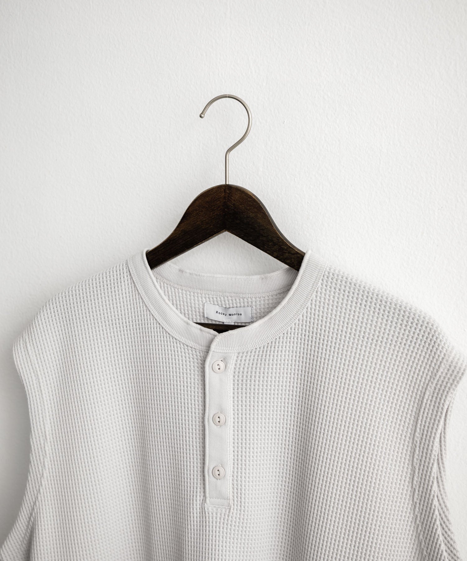 オーバーサイズ T/Cワッフルヘンリーネックタンクトップ 15577