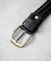 リアルレザー 本革 ラウンドスクエアバックルメッシュベルト 15729