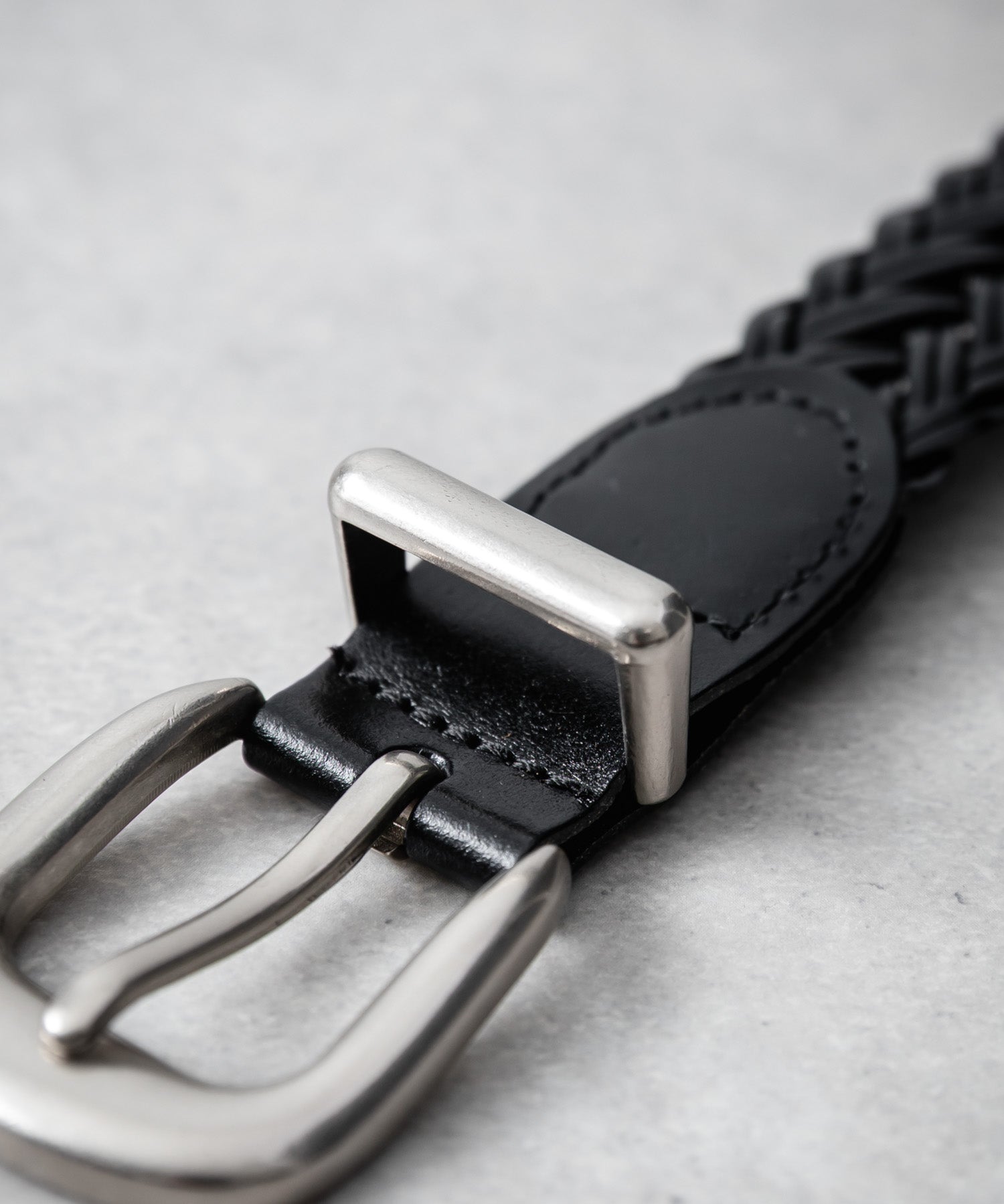 リアルレザー 本革 ラウンドバックルメッシュベルト 15731