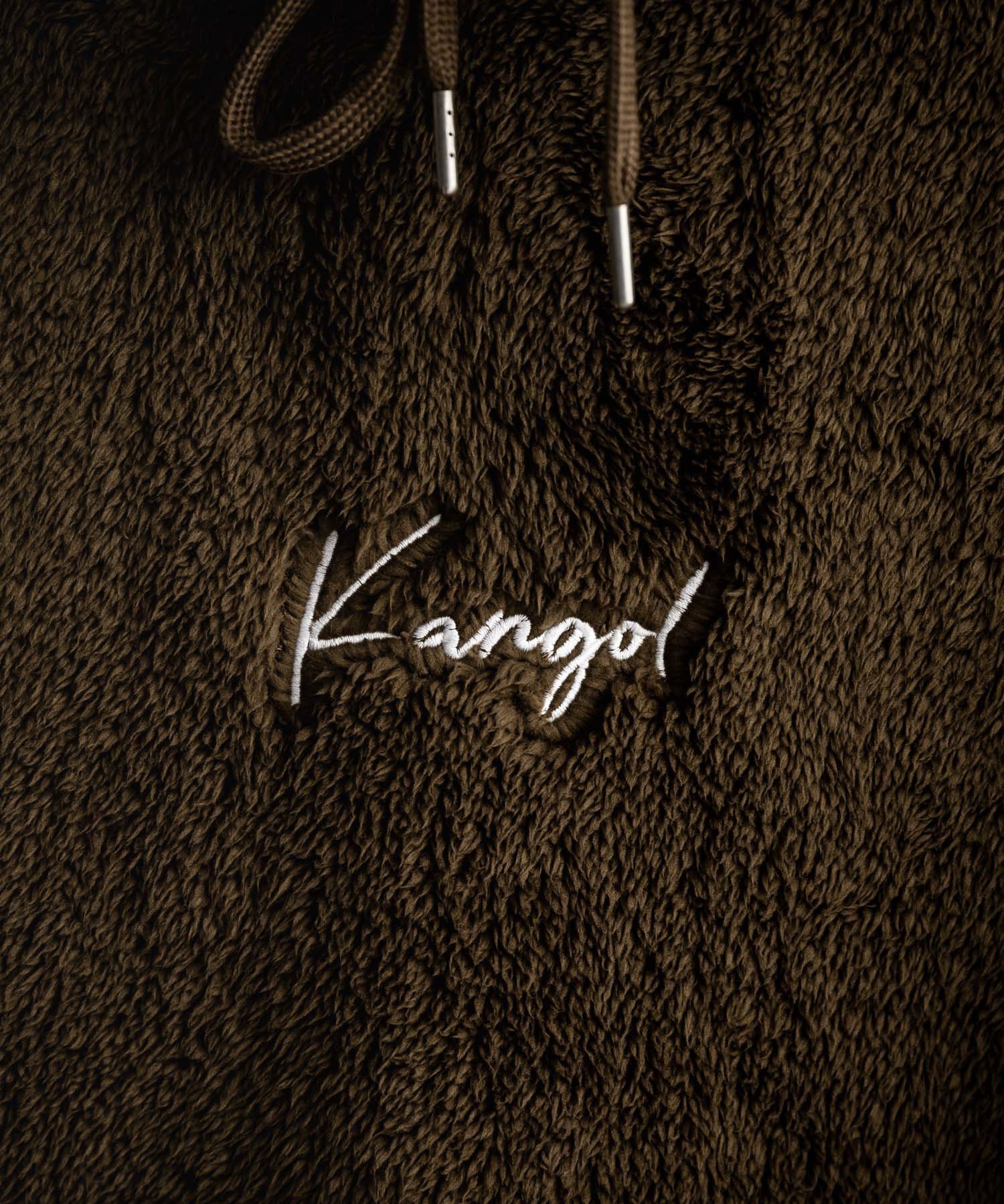 新色追加 KANGOL カンゴール 別注コラボ ロゴ刺繍シャギーボアフリースプルオーバーパーカー 14624