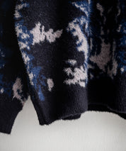 新色追加 フェザーヤーン オーバーサイズフラワー柄クルーネックニット 14031