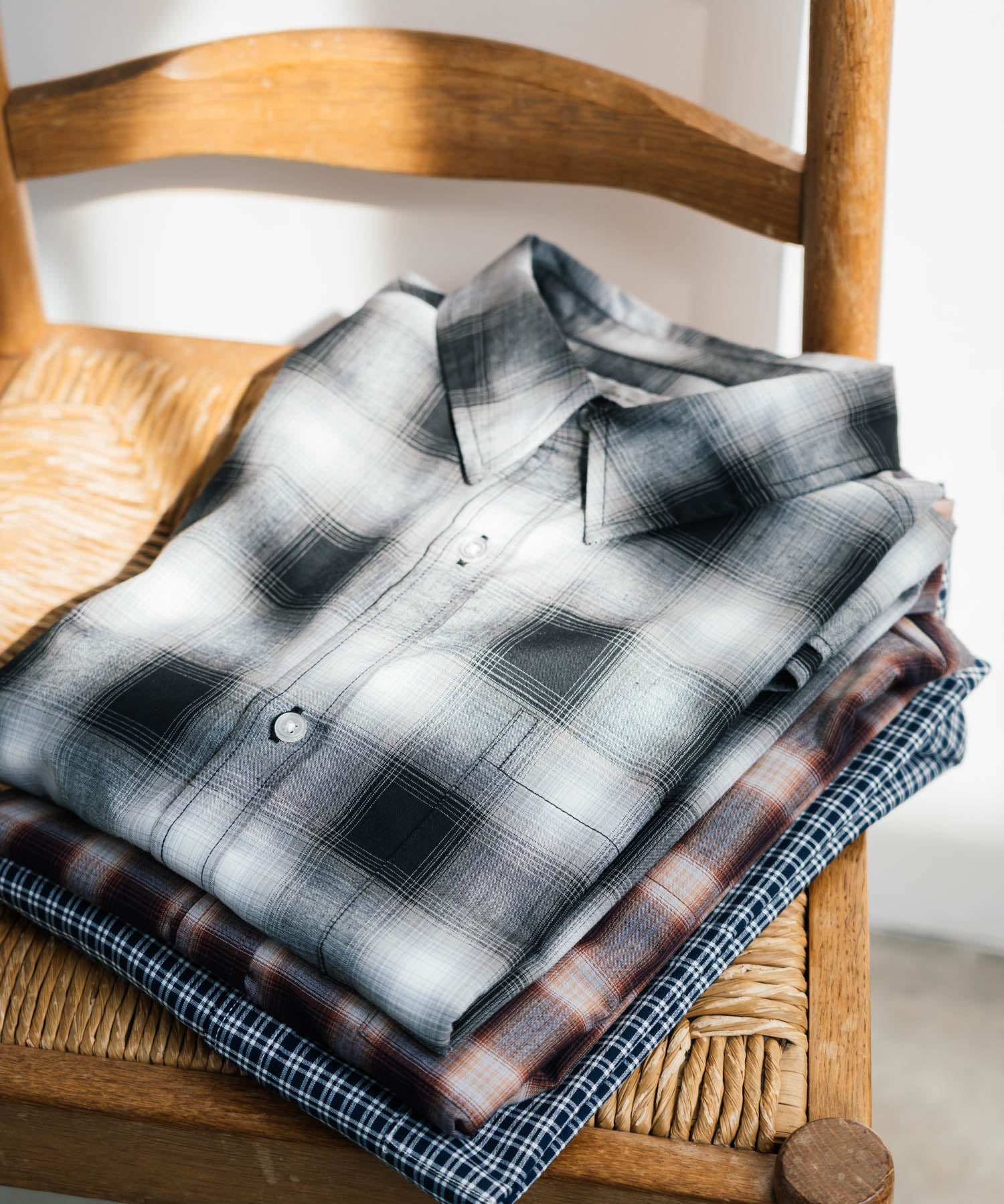 新色追加 オーバーサイズ 無地/チェック柄/ストライプ柄レギュラーカラー半袖シャツ 13977