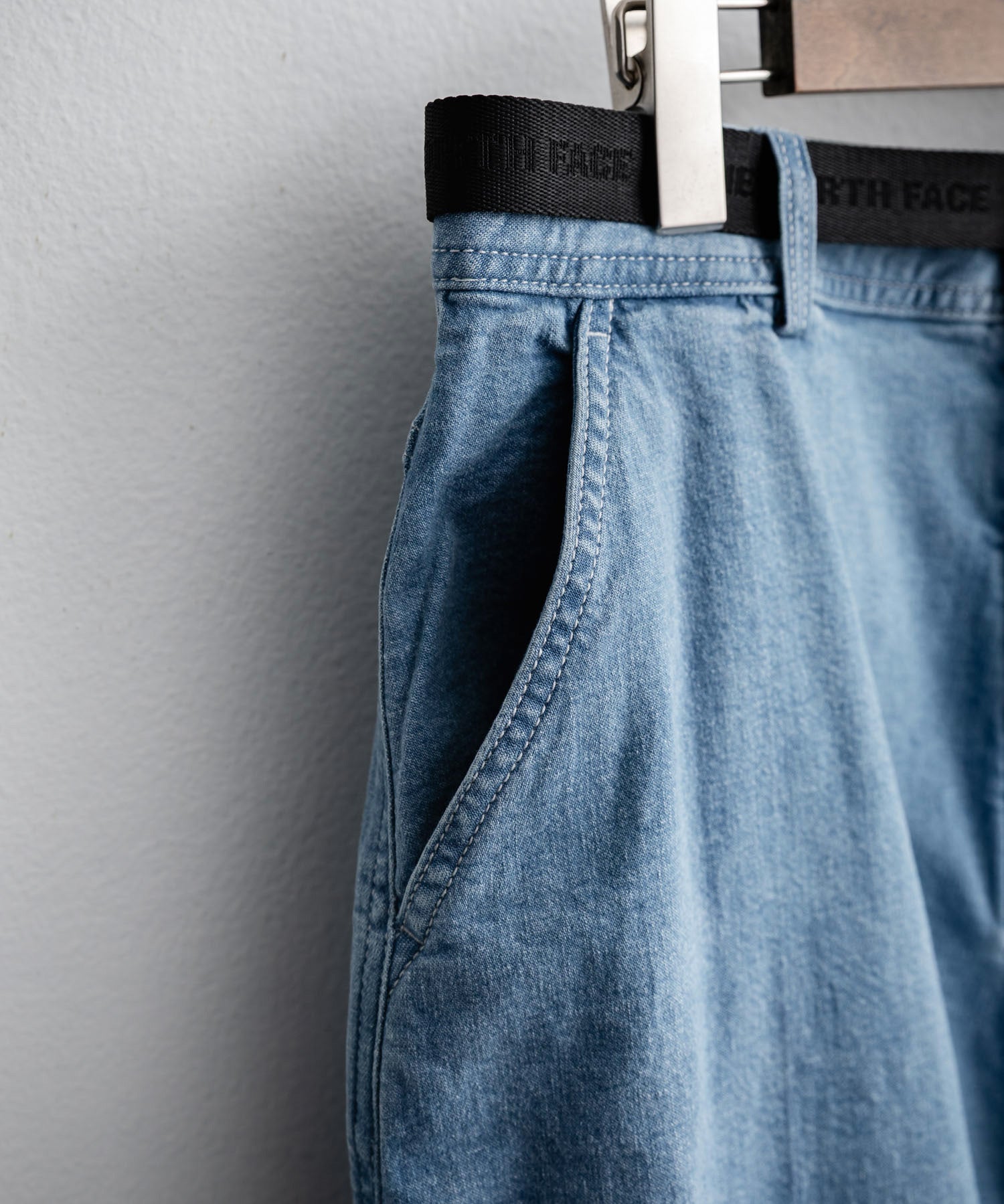 THE NORTH FACE WHITE LABEL BRIS DENIM SHORTS ロゴ刺繍ワイドデニムイージーショートパンツ 16164