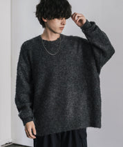 オーバーサイズウール混ミックス糸プルオーバーニットセーター 14548
