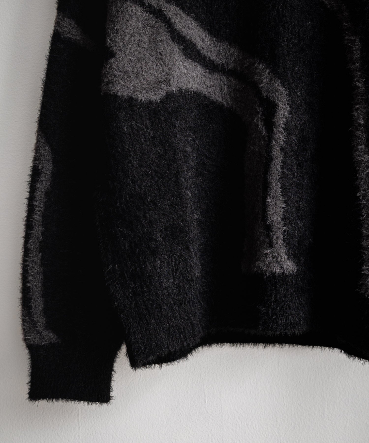 5Gフェザーヤーンジャガードマーブル柄ルーズクルーネック長袖ニット 15190