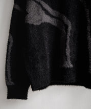 5Gフェザーヤーンジャガードマーブル柄ルーズクルーネック長袖ニット 15190