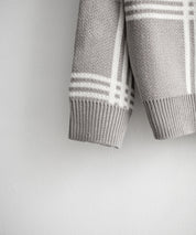 オーバーサイズ総柄Vネックボリュームニットカーディガン アーガイル柄 チェック柄 15484